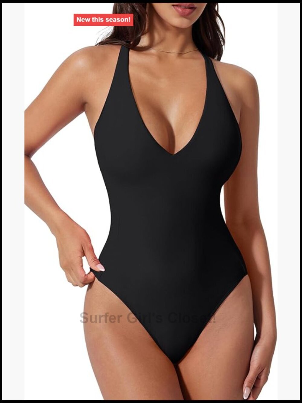 Slimming Tummy Control One Piece Swimsuit with Mesh Cut Out Back